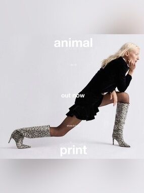Zara Women’s Snake-Print Knee Boots - Black/Gray